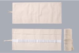 Handgemaakte canvas potloodhouder met 12 gaten, unisex etui voor kunstenaars, school en kantoor, beige en modern design, ideaal voor schrijfgerei en kantoorbenodigdheden — thumbnail 5
