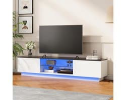 Tv-kast - Tv meubel - Woonkamer organiseren - Geïntegreerde ledverlichting - 140 cm breed - Wit