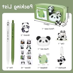 Grote capaciteit etui voor tieners, draagbare pennenhouder met rits, ideaal voor school en kantoor, Panda B ontwerp — thumbnail 5