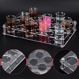 24 Transparante Glazen Tablet Holders van Acrylaat, Ideaal voor Feesten, Bars en Servies, Met een Gat van 4.5cm — thumbnail 3