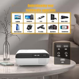 AHD® Draagbare beamer - Beamer - Projector - Mini Beamer - Zwart/Wit - 24cm x 21cm x 10cm — thumbnail 4