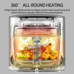 Glazen Airfryer - Hete Lucht Frituurpan - Gezond Koken - Doorzichtige Kom - 6 Liter - Zilver — thumbnail 5