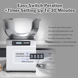 Deeg Mixer - Kneedmachine Keuken - Bakken Thuis - Krachtige 2200W Motor - 5kg Capaciteit - Zilver — thumbnail 2