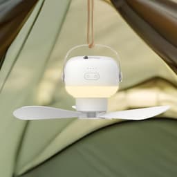 Plafondventilator Tent - Met Licht - Kamperen Buiten - Krachtige Batterij - 26x9 cm - Wit — thumbnail 2