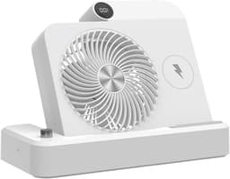 Ventilator met Oplader - Bureau Ventilator - Verkoeling en Opladen - 100 Snelheidsniveaus - 25x16.5x24cm - Wit — thumbnail 1