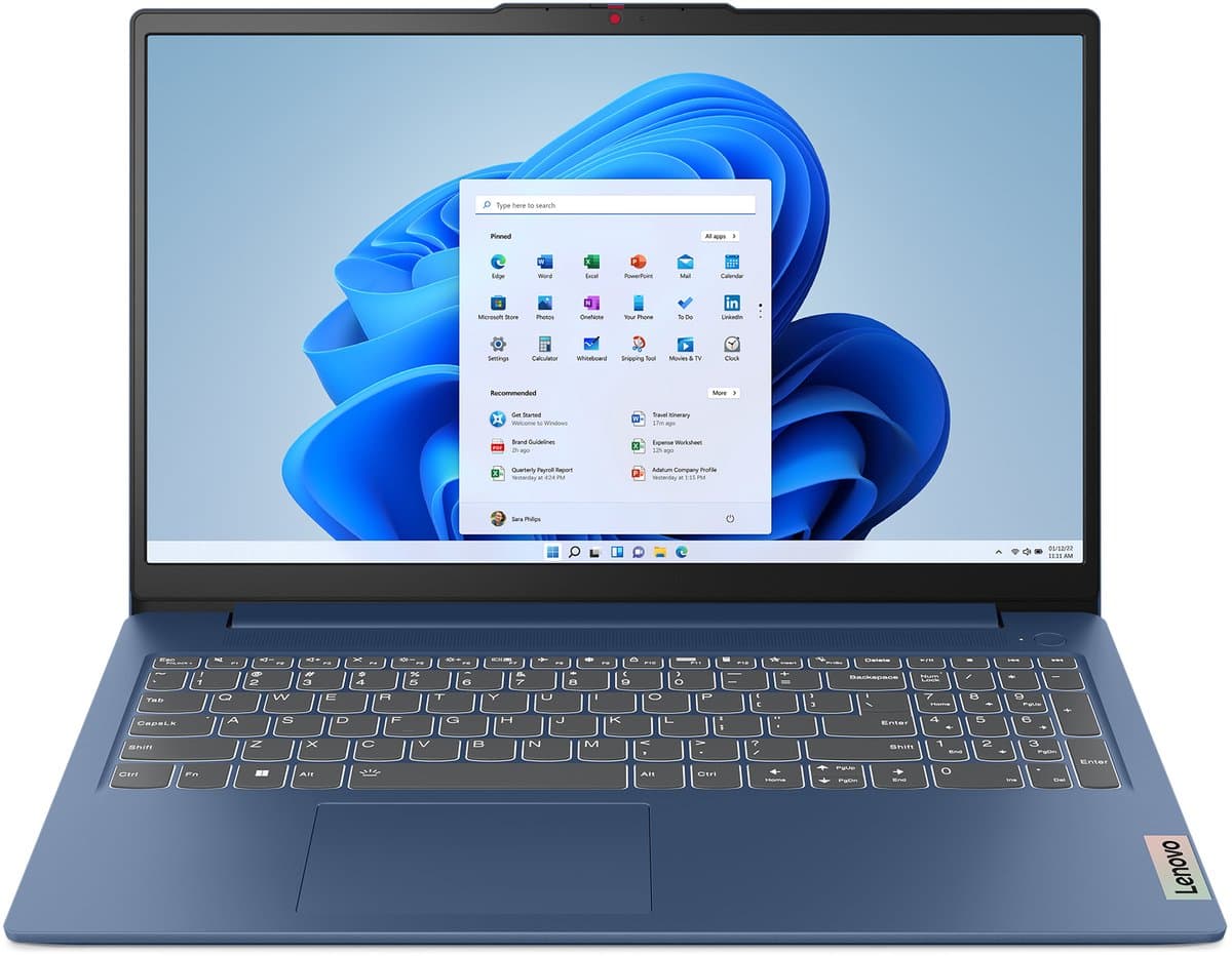 Lenovo IdeaPad Slim 3 15AMN8 AMD Ryzen™ 5 40 Laptop 39,6 cm (15.6") Full HD 8 GB LPDDR5-SDRAM 512 GB SSD Wi-Fi 6 (802.11ax) Windows 11 PRO Blauw — afbeelding 1