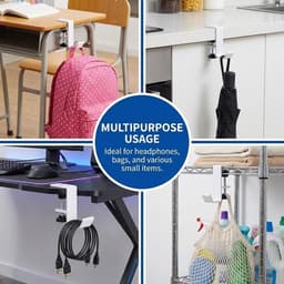 Hoofdtelefoon Houder - Bureaustandaard Organizer - Bureau Opbergen - Verstelbaar & Antislip - Enkellaags Ontwerp - Zilverkleurig — thumbnail 3