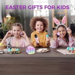 Karaoke Machine voor Kinderen - Mini duo karaoke set party speaker-Draagbare Mini Speaker met 2 Draadloze Microfoons - Cadeau voor Meisjes 3-10+ Jaar - Paars - 1 Set — thumbnail 4