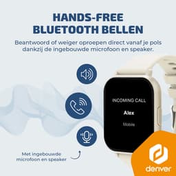 Denver Smartwatch - Android iOS - Notificaties - Sporthorloge - Hartslagmeter - Saturatiemeter - Slaapmonitor - SWC176BE - Beige — thumbnail 2