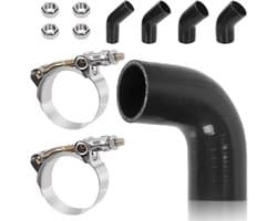 Set van 7 stuks 90 Graden Bocht Koppeling Silicone Slang met 2" ID, T-Bolt Klemmen en M6 Moeren voor Hoge Prestaties