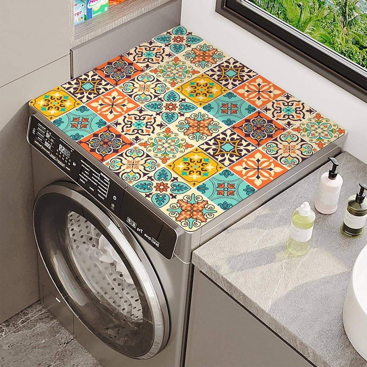 Wasmachine Droger Mat - Apparaat Beschermhoes - Apparaten Beschermen - Absorberend Antislip - 60 cm - Grijs — afbeelding 1
