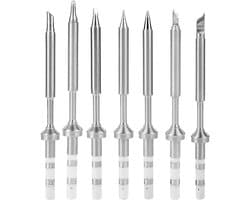 Vervangende soldeertips van roestvrij staal voor soldeerbout, mini set van 7 complete sets, ideaal voor precisiewerk en hobbyprojecten