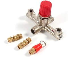 Dubbele uitlaat slang luchtcompressor met drukregelklep en precisie controle, ideaal voor diverse toepassingen