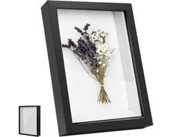 Diepe Fotolijst voor 3D Objecten, 20 x 25 cm, met Duidelijk Acrylglas, Ideaal voor Wanddecoratie en Creatieve Klussen, Zwart