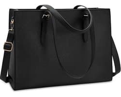 Handtas Shopper Dames Grote Zwarte Handtas Lederen Schoudertas Werktas Grote Laptop Business School Tas 15,10 Inch REWYTAZ