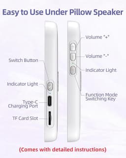 Privé Bluetooth-luidspreker onder het witte kussen: draagbaar slaaphulpmiddel met beengeleiding en ontspannende witte ruis. — thumbnail 3