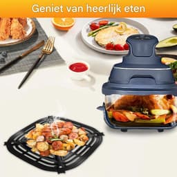 Elkuaie Bakplaat- Grillrooster - Voor Airfryer - 2-delig - Gebruik voor Gegrilde Steaks en Groenten - Zwart — thumbnail 4