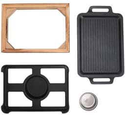 Houtskool Grill, Draagbare Lichtgewicht Rookvrije Grill, Tafel Barbecue, Alcohol Kachel, Binnen Grill met 27 X 20 cm Verwijderbare Grillplaat, Houten Basis voor Kamperen, #311, modern — thumbnail 4