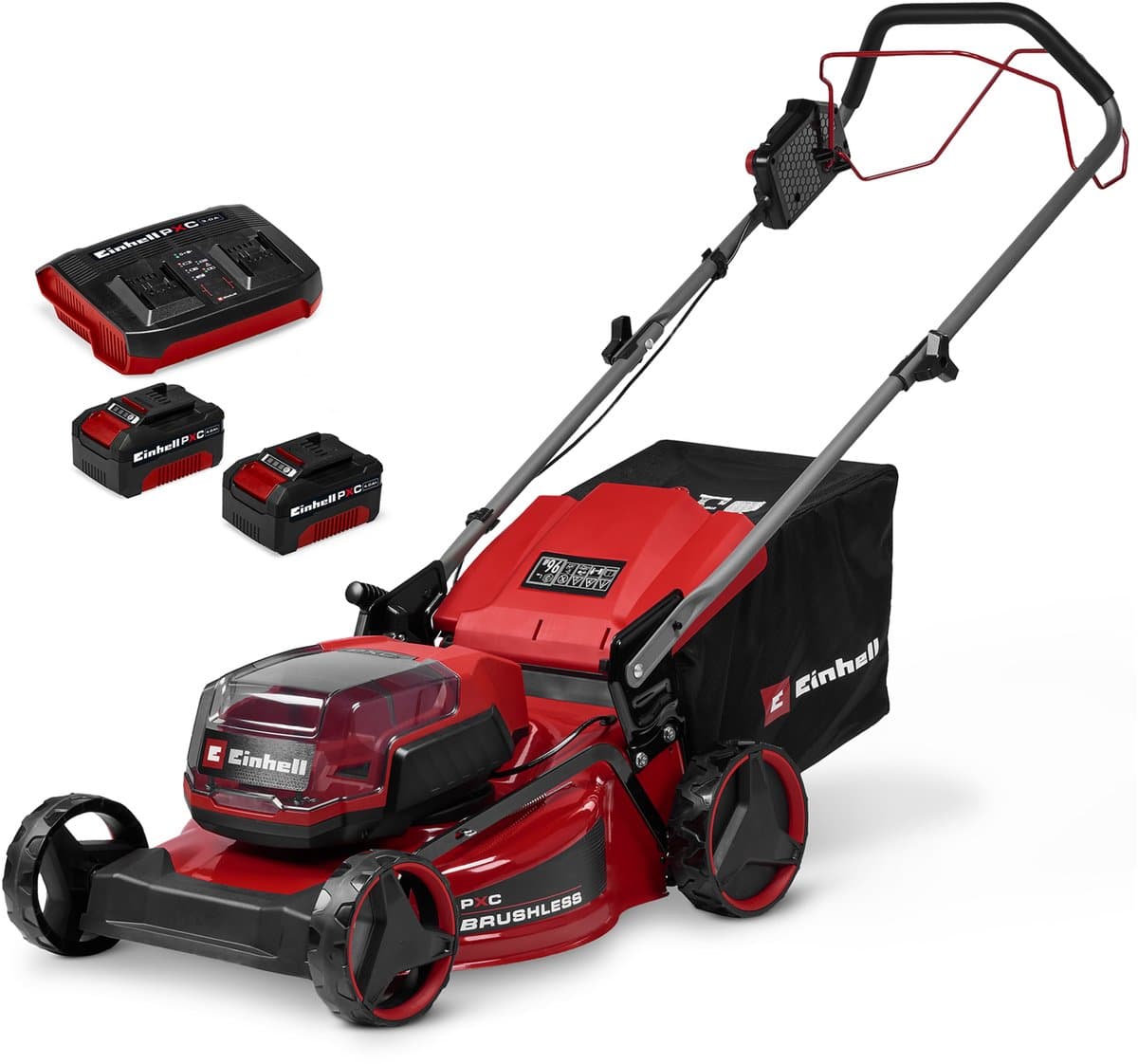 Einhell Accu Grasmaaier GC-CM 36/46 S Li BL Kit - Power X-Change - 36 V/Li-ion - Maaibreedte: 46 cm - Aanbevolen gazonoppervlakte: tot 500 m² - 50 L opvangzak - Maaihoogte: 25-80 mm - Incl. 2x 4.0 Ah accu en 1 oplader — afbeelding 1