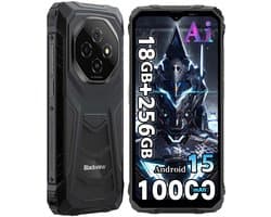 Blackview FORT 1 Robuuste Smartphone - 18 GB RAM - 256 GB ROM - 6,56 inch HD+ IPS - 10000 mAh - Dual SIM 4G - IP68 & IP69K Robuuste telefoon - Android 15 - GPS NFC - Zwart