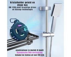 SAVI® Douche Speaker - Badkamer Speaker - Douche Speaker Bluetooth - Zwart - 11cm x 10cm x 6cm