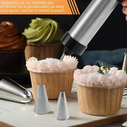 Koekjesmachine Churro Maker - Bakgereedschap Deegpers - Zelf Gebak Maken - Roestvrijstalen Mondstuk - 22x16x6 cm - Enkel Kenmerk — thumbnail 3