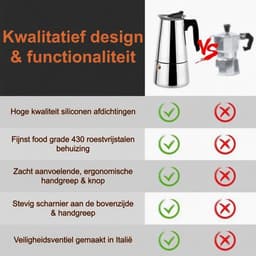 Cafetière mokapot van roestvrij staal, 6 kopjes, geschikt voor alle warmtebronnen, 300 ml — thumbnail 2