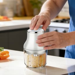 Elektrische Voedselhakker - Keukenmachine Draadloos - Snel Ingrediënten Snijden - Oplaadbaar Compact Ontwerp - 250 ml - Wit — thumbnail 2