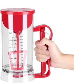 Deegmixer Dispenser - Beslagmaker Beslagverdeler - Bakken Maken - Automatisch Mengen - 1200 ml Inhoud - Transparant Rood — thumbnail 5