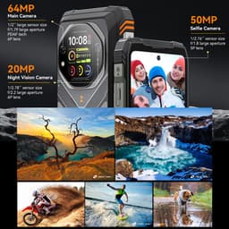 OSCAL TANK 1 Robuuste Smartphone 5G - 48GB RAM - 512GB ROM - 6,78 inch 2,4K FHD+ 120Hz - 20000mAh - 64MP + 50MP Camera, 20MP Nachtzicht - 170LM Dubbele LED-lamp - 100dB luidspreker - IP68/IP69K Outdoor Telefoon - Android 15 - NFC GPS - Oranje — thumbnail 6