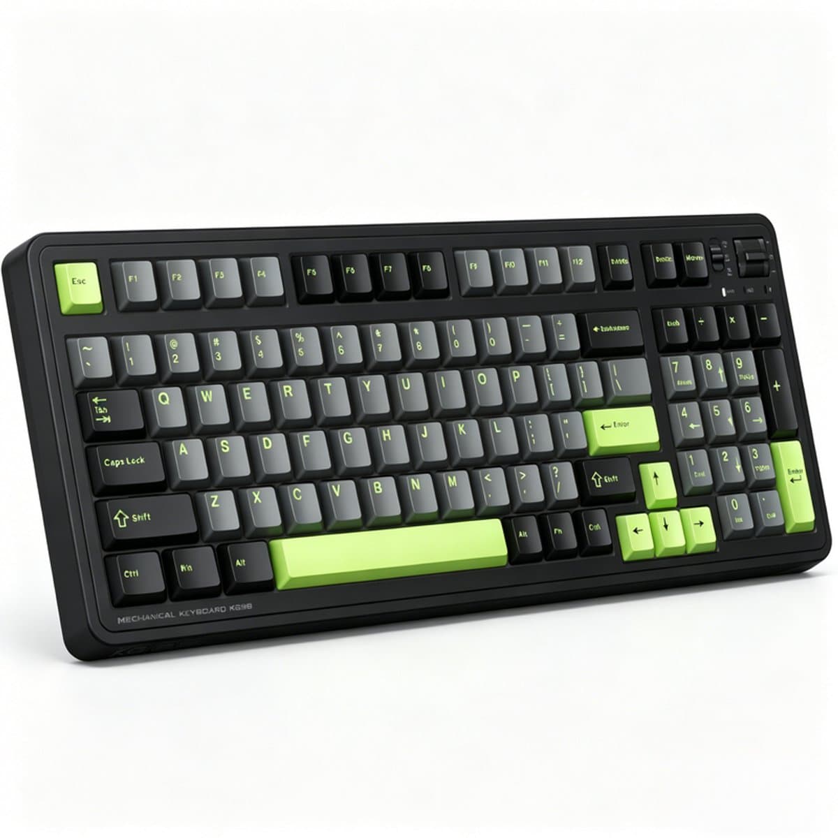 MACHENIKE - Bedrade Toetsenbord - 97 Toetsen - Zilveren Switch - PBT Keycaps - 5-Laags Opvulling - RGB Light Bar - Romig Geluid - Zwart — afbeelding 1