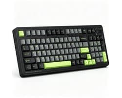 MACHENIKE - Bedrade Toetsenbord - 97 Toetsen - Zilveren Switch - PBT Keycaps - 5-Laags Opvulling - RGB Light Bar - Romig Geluid - Zwart