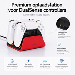 Sounix Oplaadstation geschikt voor PS5 Slim Controller - 2in1 charging station - PS5 accessoires - Rood — thumbnail 4