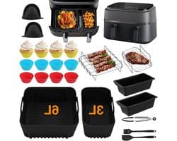 Set van 28 Accessoires voor Airfryer, Inclusief Siliconen Mallen, Grillrooster en Bakvormen voor Gezond Koken