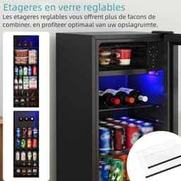 Mini Koelkast 128L – Met Vriesvak – Regelbare Temperatuur – Stil – Voor Woonkamer/Slaapkamer – 110×40×43,5cm – 1 Stuk – Zwart — thumbnail 3