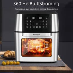 XXL 12L Airfryer - Heteluchtoven - Heteluchtfriteuse - Grote Airfryer - Grill - Verwarming - Accessoires - Reinigen - Keuken - 35cm - 12 Functies - Zwart — thumbnail 5