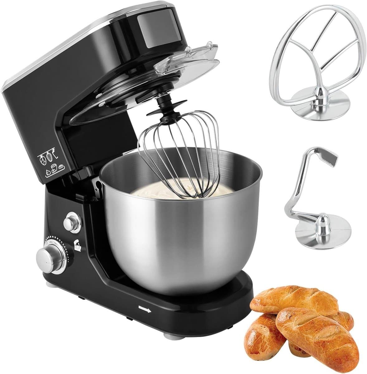 Keukenmachine 3-in-1 - Mixer Deegmaker - Bakken en Mixen - Krachtige 1000W Motor - 5L Kom - Zwart — afbeelding 1