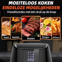 Airfryer 4,5L 7-in-1 – Krokant & Gezonder Bakken - Met 7 Automatische functies - Vaatwasserbestendige Mand — thumbnail 5