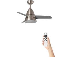 Fantiluxe - Holmstrom - Plafondventilator met verlichting - Zilver - Ø91cm - Afstandsbediening - Met lamp - Plafond ventilator - Slaapkamer — afbeelding 1