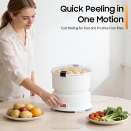 Elektrische Aardappelschilmachine - Automatische Dunschiller Keuken - Snel Groenten Schillen - 85W Koperen Motor - 0.8 kg Capaciteit - Wit — thumbnail 2