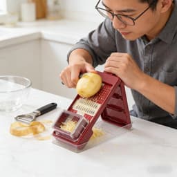 Groente Hakker - Keuken Gadget - Maaltijd Voorbereiding - 4-in-1 Functies - 30x12x6 cm - Rood — thumbnail 4