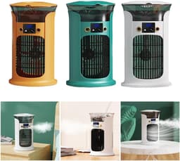 VHV-Draagbare Mini Aircooler - USB Bureau Ventilator met 3 Snelheden - Kleine Mobiele Luchtkoeler voor Slaapkamer en Kantoor - Persoonlijke Desktop Cooling Fan met 7 LED Verlichting — thumbnail 5