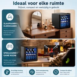 Celestul Drankenkoelkast 36L - Mini Koelkast voor 55 Blikjes - Vrijstaand - Ultralage Koeling - Voor Bier, Frisdrank & Sap - Zwart — thumbnail 4