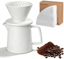 Dailygoods- Koffiezetapparaat 450 ml - Keramische Koffiedruppelaar - Porseleinen Koffiefilter - 100 Papieren Filters - Handmatige Koffiepot - BPA-vrij - Koffiemaker — thumbnail 1