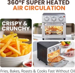 Heteluchtfriteuse Oven - Luchtfriteuse Braden - Gezond Koken - 5-in-1 Functie - 8.5 Liter - Roestvrij Staal — thumbnail 4