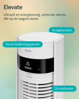 Duux Elevate Smart – Stille Torenventilator met Ionisator – 26 Snelheden & Slaapmodus - Wit — thumbnail 2