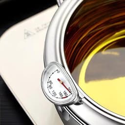 Oliefriteuse Roestvrij Staal - Friteuse Pan - Thuis Frituren - Met Ingebouwde Thermometer - 28 cm Diameter - Zilverkleurig — thumbnail 3