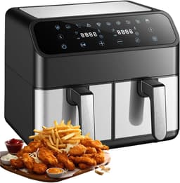 Heteluchtfriteuse Dubbele Kamer - Airfryer Dual Zone - Gezond Koken - Twee Gerechten Tegelijk - 8 Liter - Zwart — thumbnail 1