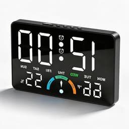Digitale Wekker - Radiogestuurde Klok - Wakker Worden - Grote LED Display - 100x100mm - Zwart — thumbnail 1