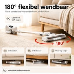 Draadloze steelstofzuiger - 15000 Pa - 4 in 1 - HEPA - 30 min - Incl. 2x HEPA-filter & 2x Dweilpads - Wit — thumbnail 2